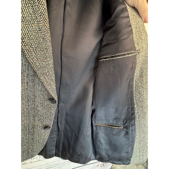 Vintage 1960s Blazer Sport Coat Donegal Tweed Wool Jacket 40R Ivy Salt & Pepper - Picture 9 of 16